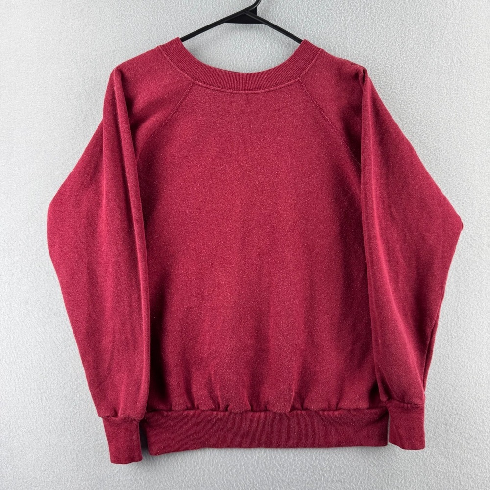 Vintage Blank Crewneck Sweatshirt Mens Medium Red 80s 90s Raglan Pullover USA